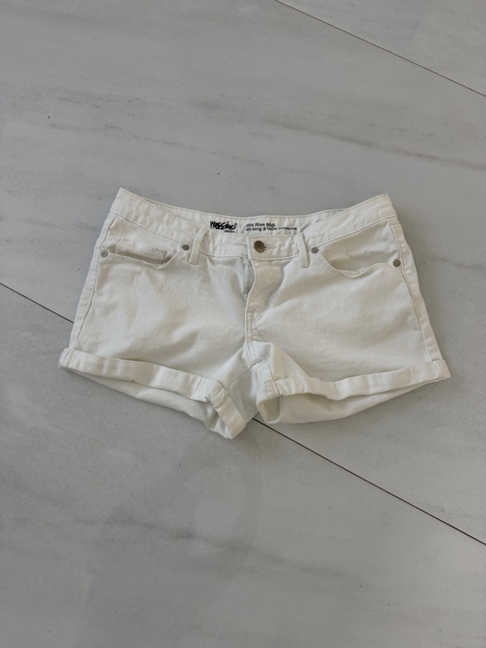 White Denim Roll-Hem Women's Shorts